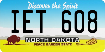 ND license plate IET608