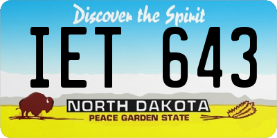 ND license plate IET643