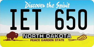 ND license plate IET650