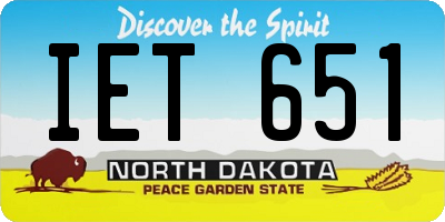 ND license plate IET651