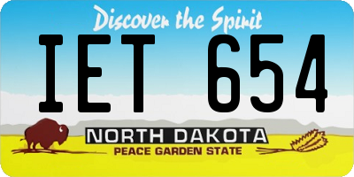 ND license plate IET654