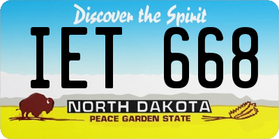 ND license plate IET668