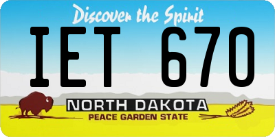 ND license plate IET670