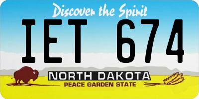 ND license plate IET674