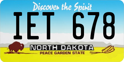 ND license plate IET678