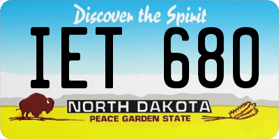 ND license plate IET680