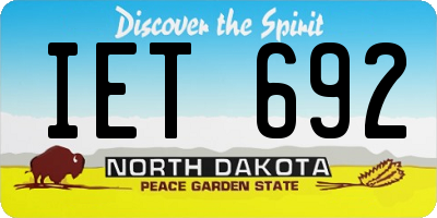 ND license plate IET692