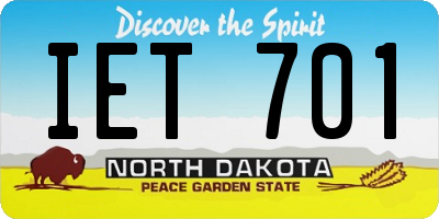 ND license plate IET701