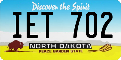 ND license plate IET702