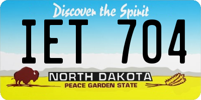 ND license plate IET704