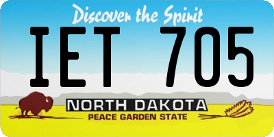 ND license plate IET705
