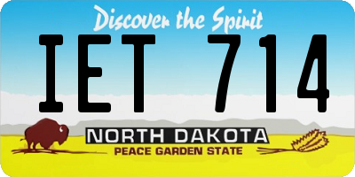 ND license plate IET714
