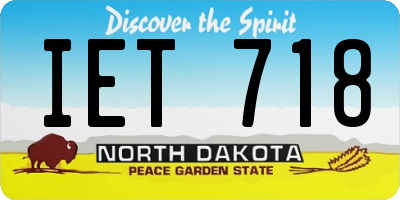 ND license plate IET718