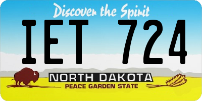 ND license plate IET724