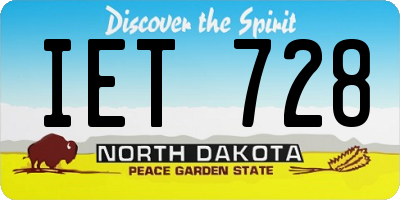 ND license plate IET728