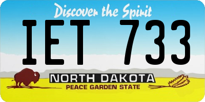 ND license plate IET733