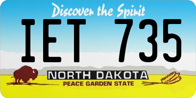 ND license plate IET735
