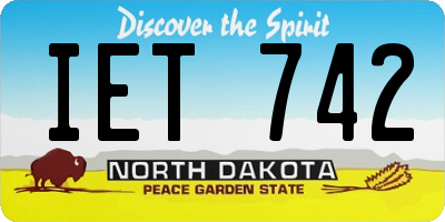 ND license plate IET742