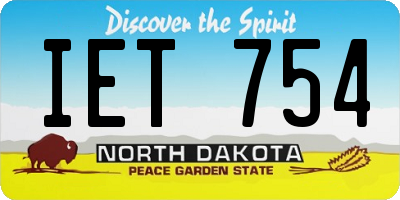 ND license plate IET754