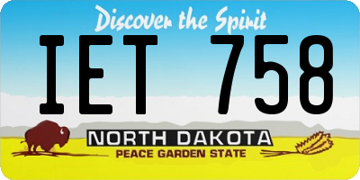 ND license plate IET758