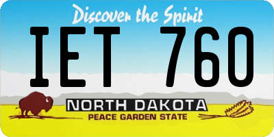 ND license plate IET760