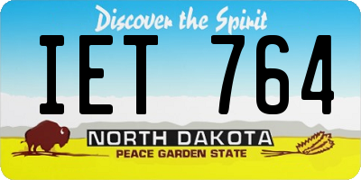 ND license plate IET764