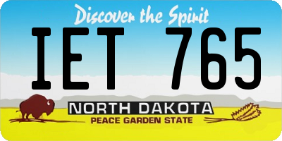 ND license plate IET765