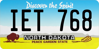 ND license plate IET768