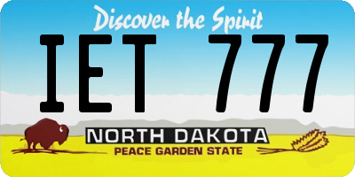 ND license plate IET777