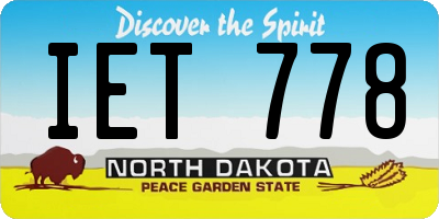 ND license plate IET778