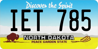 ND license plate IET785