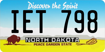 ND license plate IET798