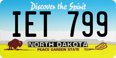 ND license plate IET799