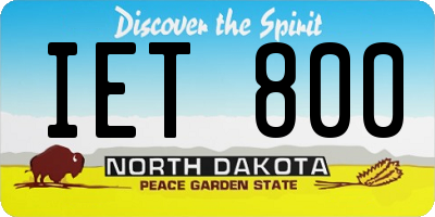 ND license plate IET800