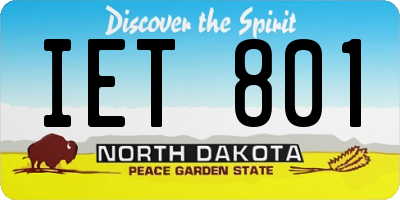 ND license plate IET801
