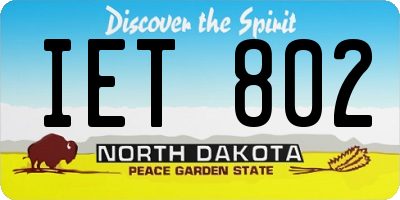 ND license plate IET802