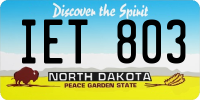 ND license plate IET803