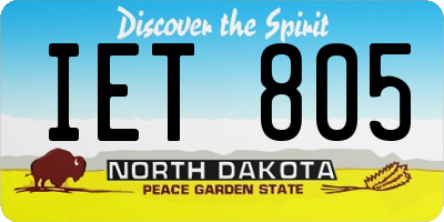 ND license plate IET805