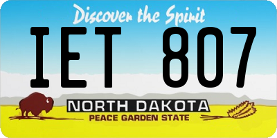ND license plate IET807