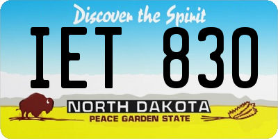 ND license plate IET830
