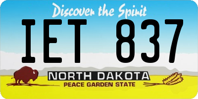 ND license plate IET837