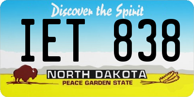 ND license plate IET838