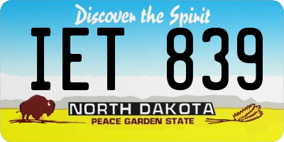 ND license plate IET839