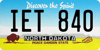 ND license plate IET840