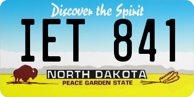ND license plate IET841