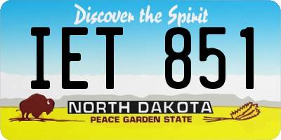 ND license plate IET851
