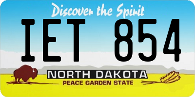 ND license plate IET854