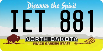 ND license plate IET881