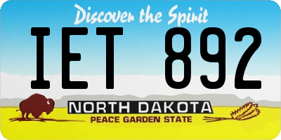 ND license plate IET892