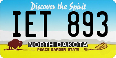 ND license plate IET893